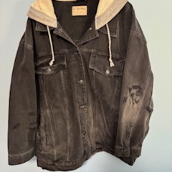 Free People Distressed Jean Jacket * XL * We The Free - Picture 2 of 13